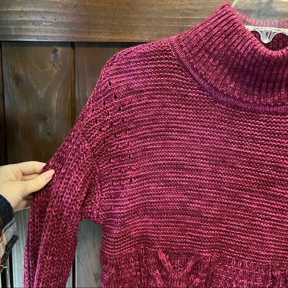 Muted Pink Cable Knit High Neck Turtleneck Sweater - Picture 4 of 5